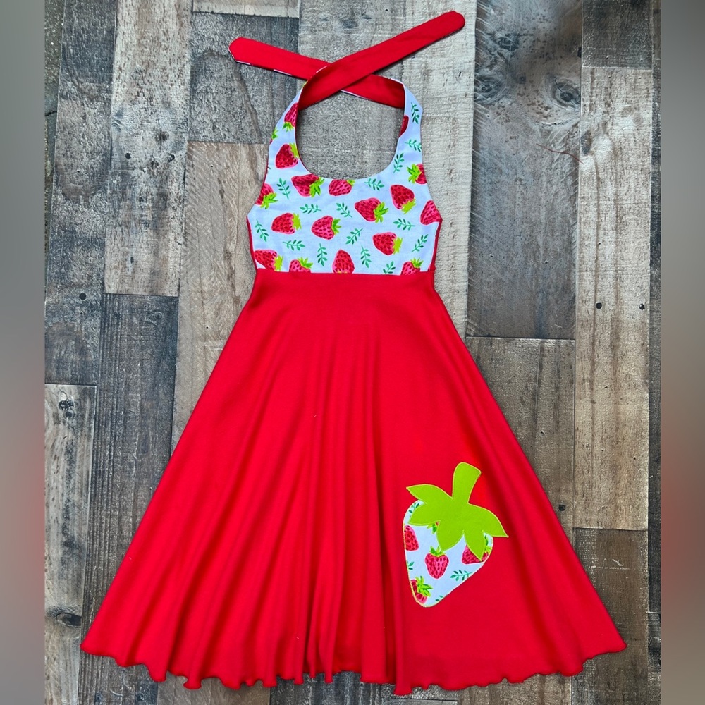 Strawberry Summer Little Girl Twirl Dress